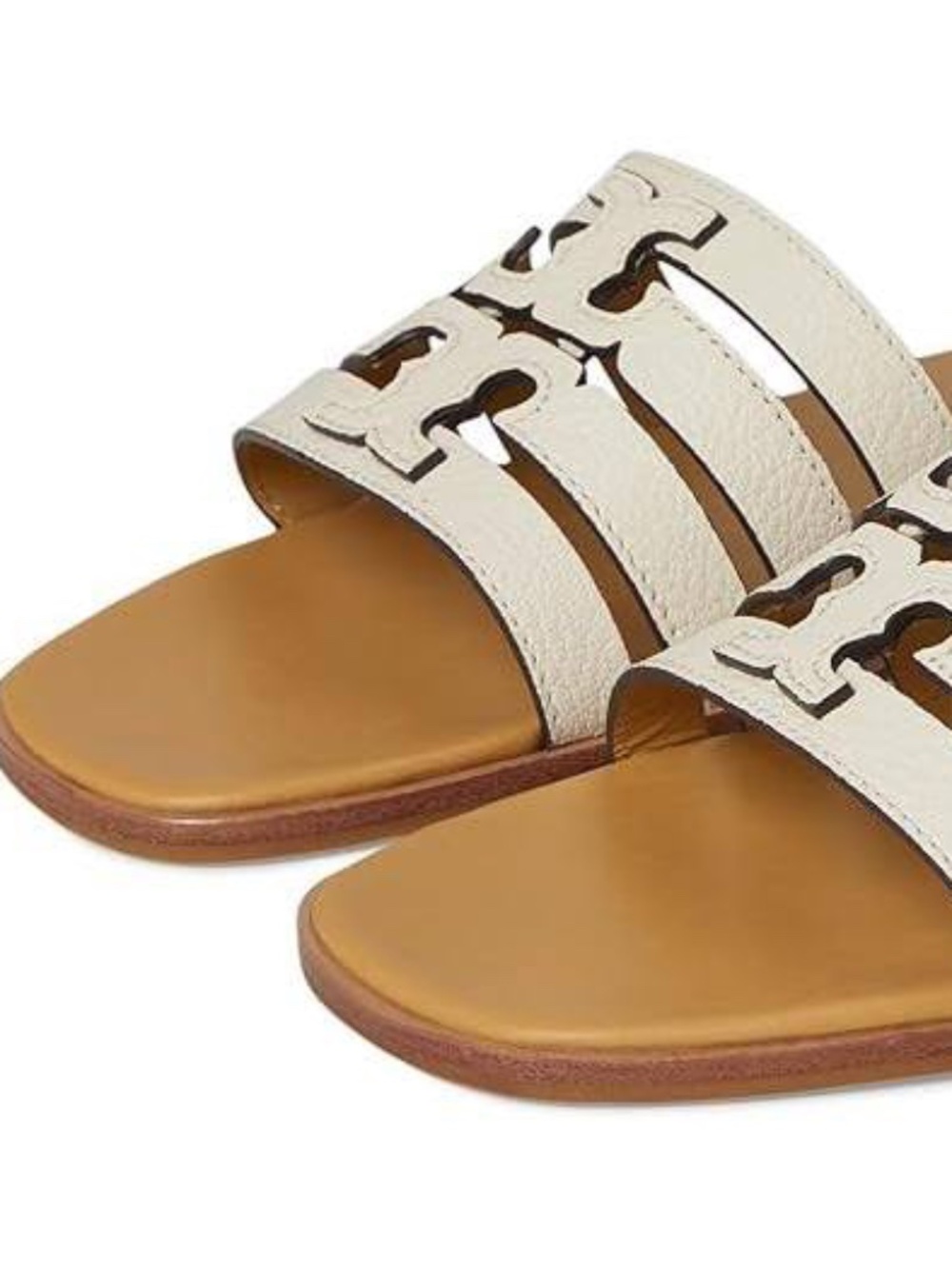 TORY BURCH Women's INES Cream Leather Slide Sandals Size 12 - Picture 9 of 9